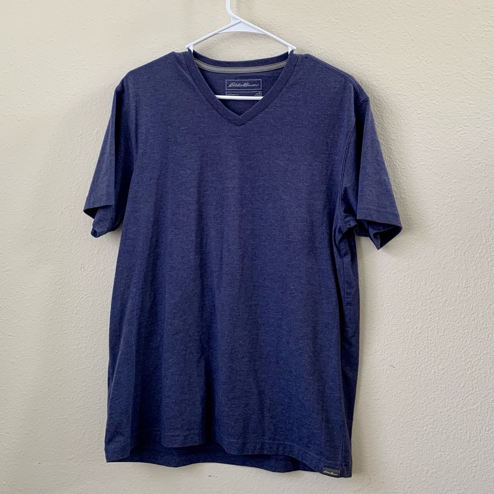 Blue V-neck mens Eddie Bauer T-Shirt